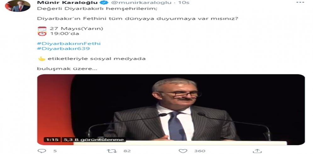 DİYARBAKIR VALİSİ MÜNİR KARALOĞLU: DİYARBAKIR’IN FETİH GÜNÜNÜ DÜNYAYA DUYURALIM