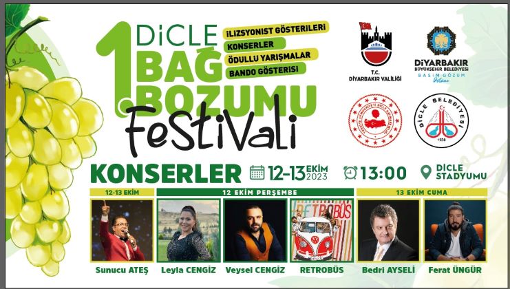 1. Dicle Bağ Bozumu Festivali konser ve etkinliklerle başlıyor
