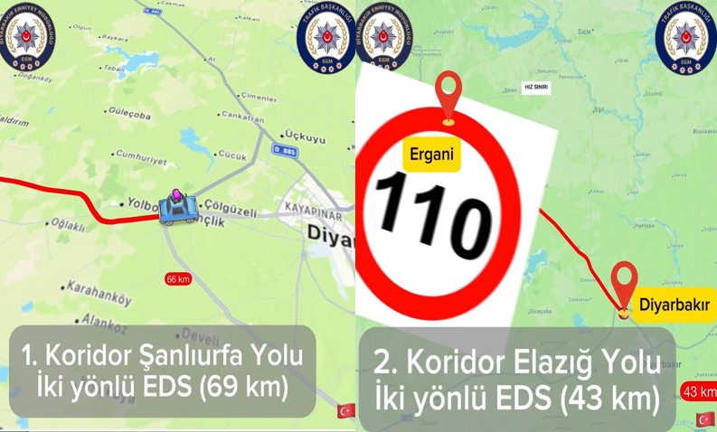 Diyarbakır’da Ortalama Hız İhlal Tespit Sistemleri Kuruldu