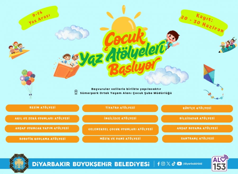 Çocuklar için yaz atölyeleri başlıyor