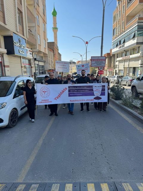 Dicle ilçesinde sağlıkçılardan dünya yaşlılar ve yürüyüş günü etkinliği