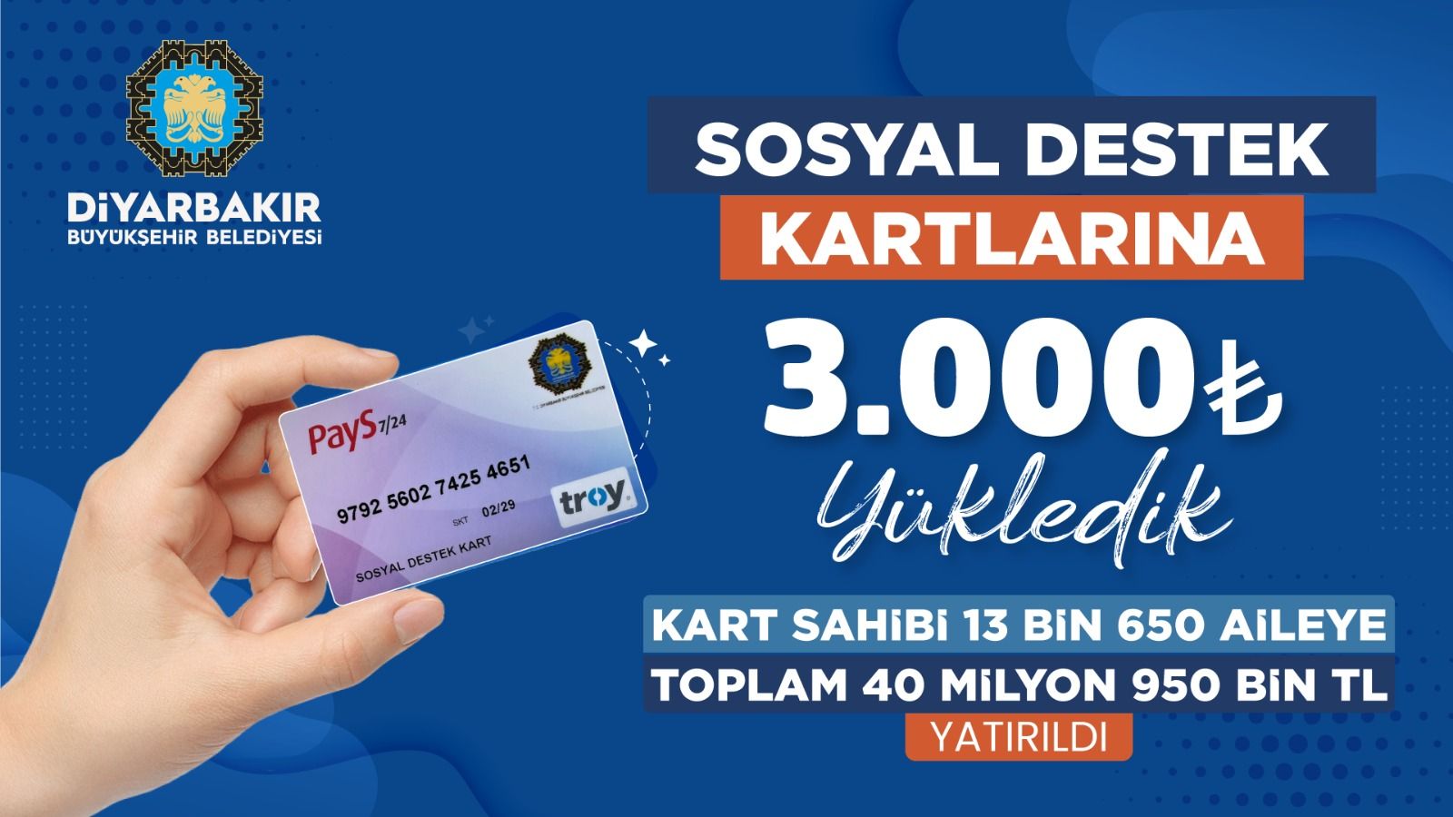 13 bin 650 yurttaşa 40 milyon 950 bin TL sosyal destek