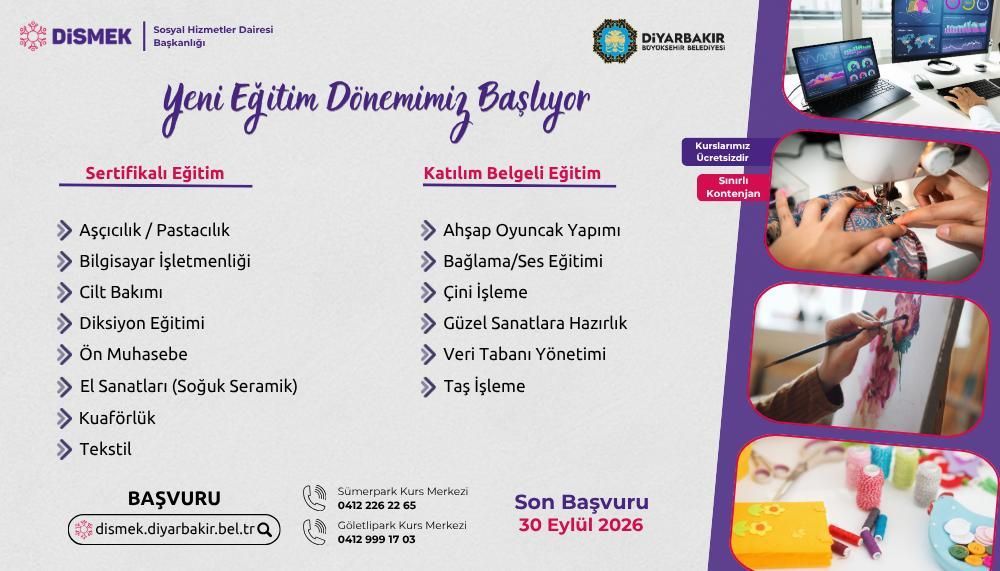 DİSMEK’te 14 branşta ücretsiz kurs için başvurular başladı